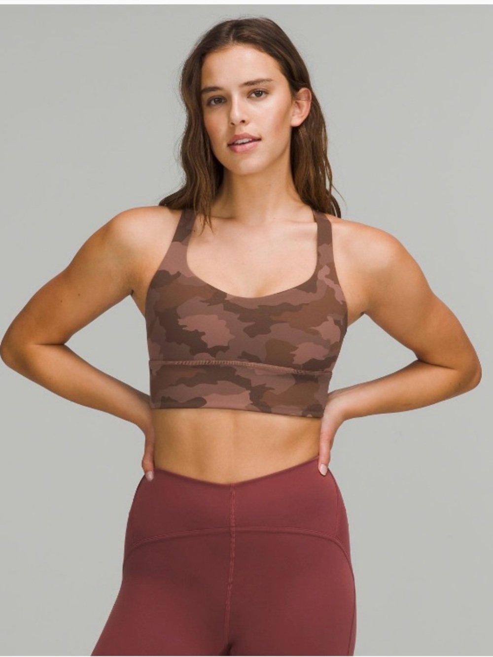 Lululemon Pink Camo Bra - Heritage 365 Camo Roasted Brown Multi Size 8